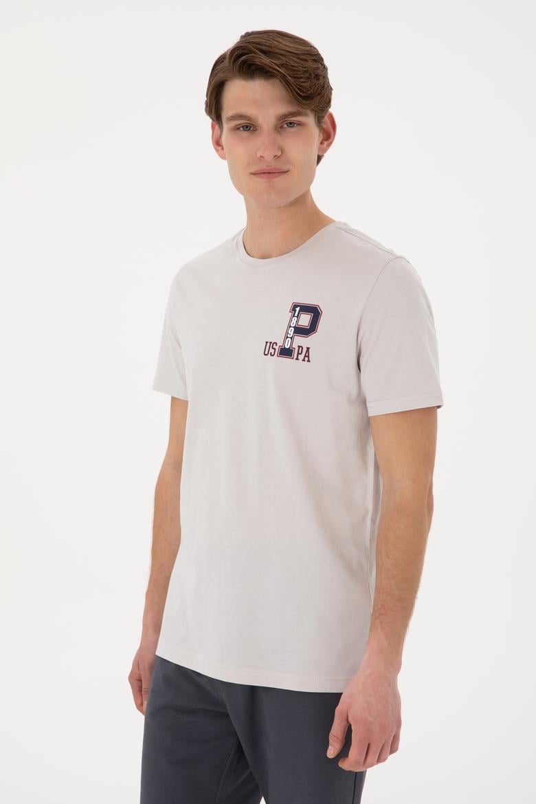 Erkek Regular Fit Bisiklet Yaka Açık Gri Tişört - 50306897086