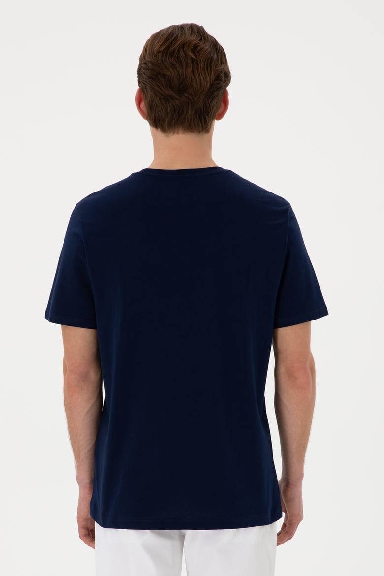 Erkek Regular Fit Bisiklet Yaka Lacivert Tişört - 50306922006