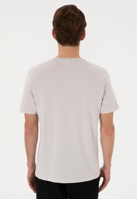 Erkek Regular Fit Bisiklet Yaka Açık Gri Tişört - 50306922017