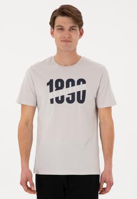 Erkek Regular Fit Bisiklet Yaka Açık Gri Tişört - 50306922017