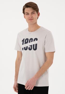 Erkek Regular Fit Bisiklet Yaka Açık Gri Tişört - 50306922017