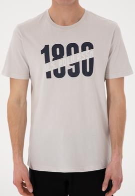 Erkek Regular Fit Bisiklet Yaka Açık Gri Tişört - 50306922017