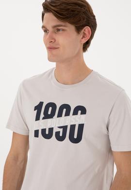 Erkek Regular Fit Bisiklet Yaka Açık Gri Tişört - 50306922017