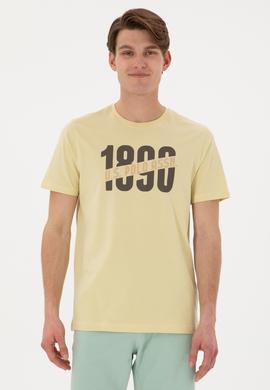 Erkek Regular Fit Bisiklet Yaka Açık Haki Tişört - 50306922026