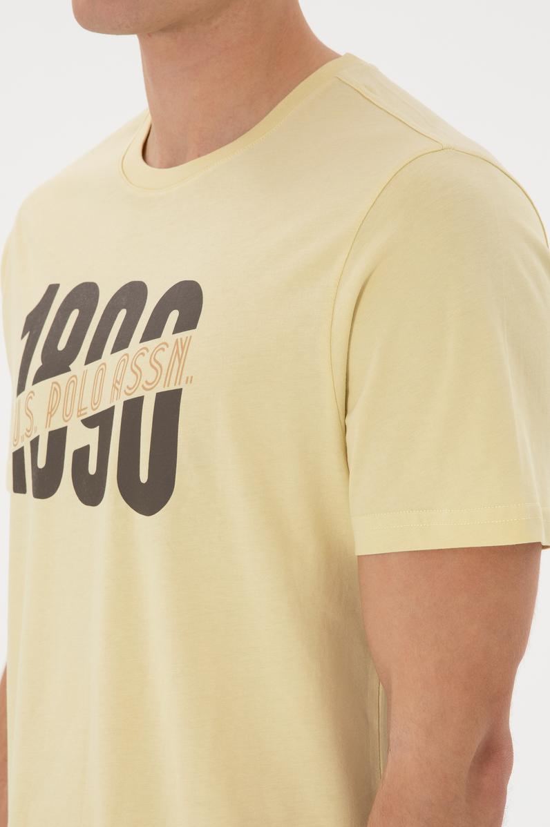 Erkek Regular Fit Bisiklet Yaka Açık Haki Tişört