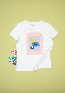 Erkek Çocuk Beyaz Bisiklet Yaka Tişört - 50307152019