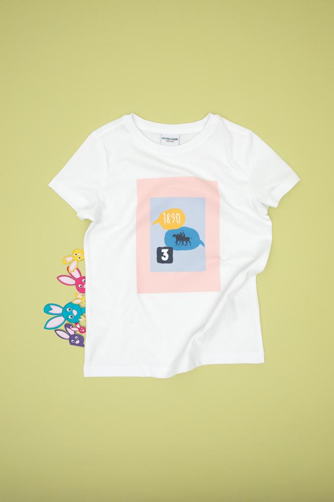 Erkek Çocuk Beyaz Bisiklet Yaka Tişört