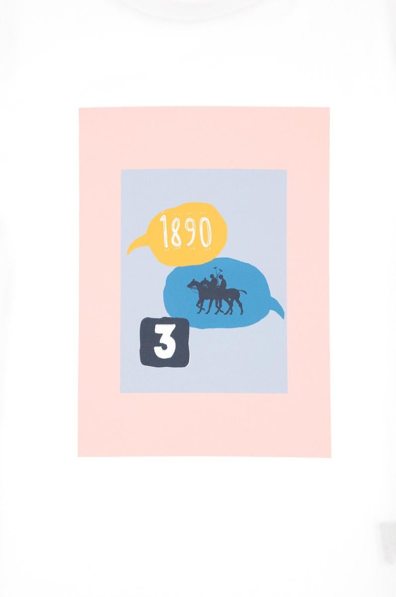 Erkek Çocuk Beyaz Bisiklet Yaka Tişört