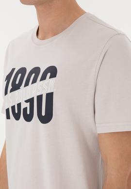 Erkek Regular Fit Bisiklet Yaka Açık Gri Tişört - 50306922017