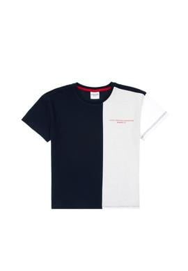 Erkek Çocuk Lacivert Oversize Bisiklet Yaka Tişört - 50307163014