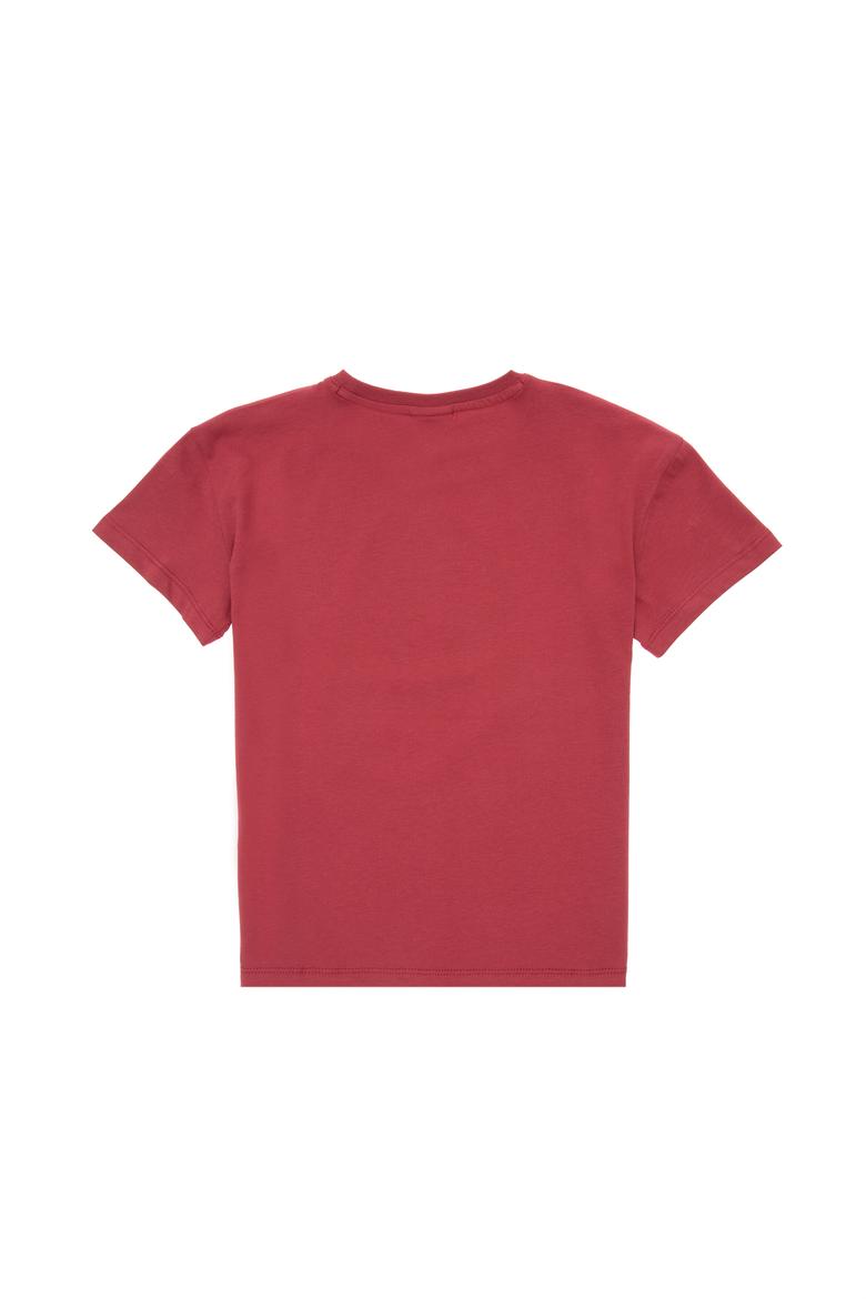 Erkek Çocuk Vişne Oversize Bisiklet Yaka Tişört - 50307173023