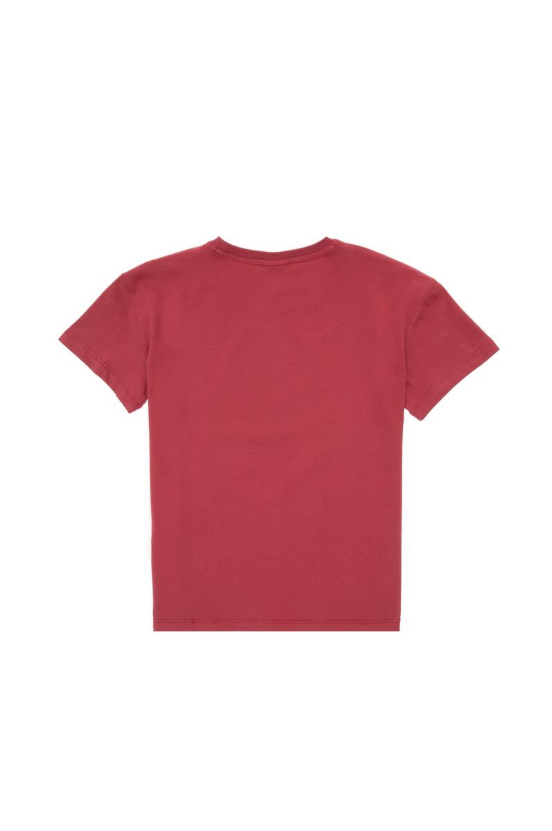 Erkek Çocuk Vişne Oversize Bisiklet Yaka Tişört