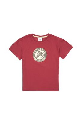 Erkek Çocuk Vişne Oversize Bisiklet Yaka Tişört - 50307173023