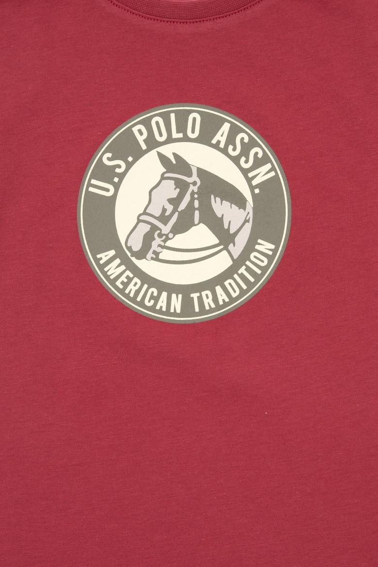 Erkek Çocuk Vişne Oversize Bisiklet Yaka Tişört - 50307173023