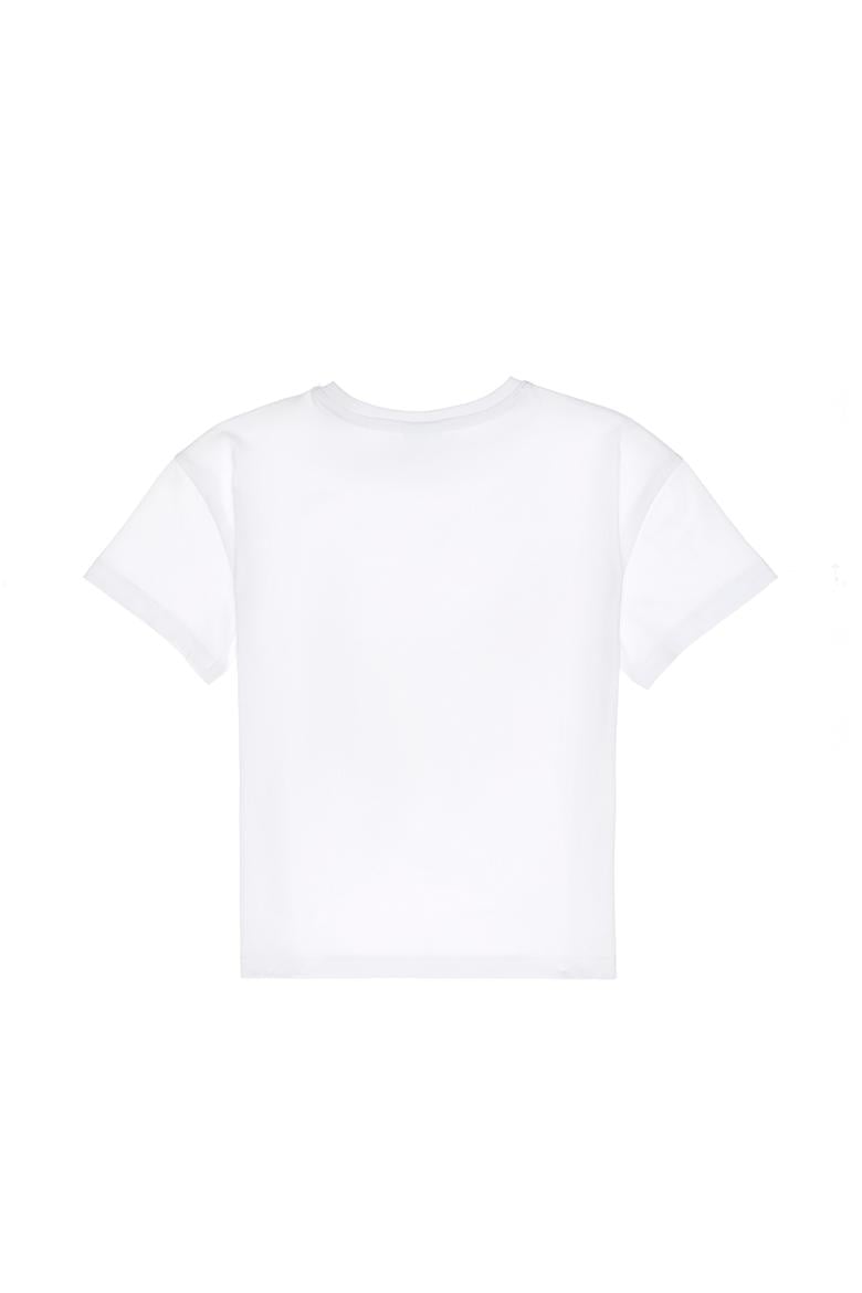 Erkek Çocuk Beyaz Oversize Bisiklet Yaka Tişört - 50307164031