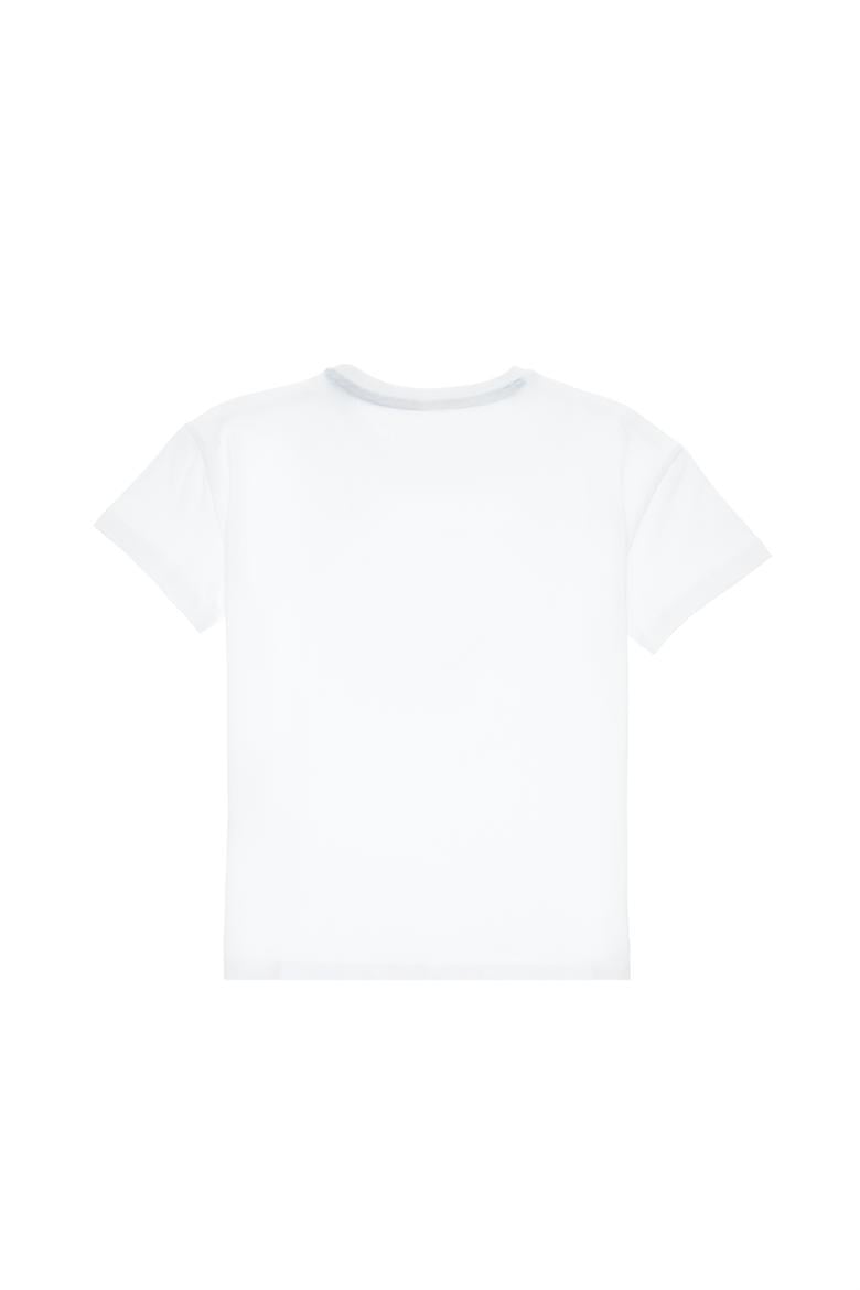 Erkek Çocuk Beyaz Oversize Bisiklet Yaka Tişört - 50307173004