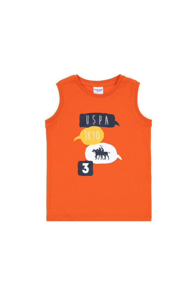 Erkek Çocuk Nar Çiçeği Kolsuz Bisiklet Yaka Tişört