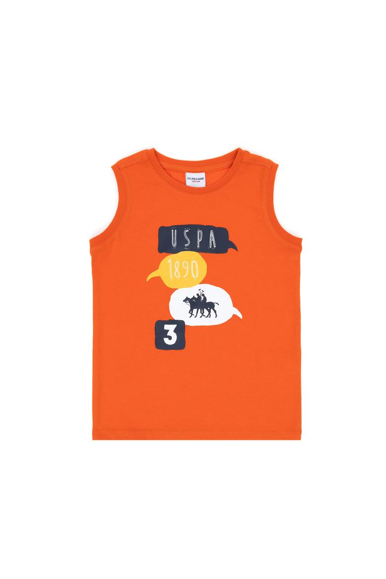 Erkek Çocuk Nar Çiçeği Kolsuz Bisiklet Yaka Tişört