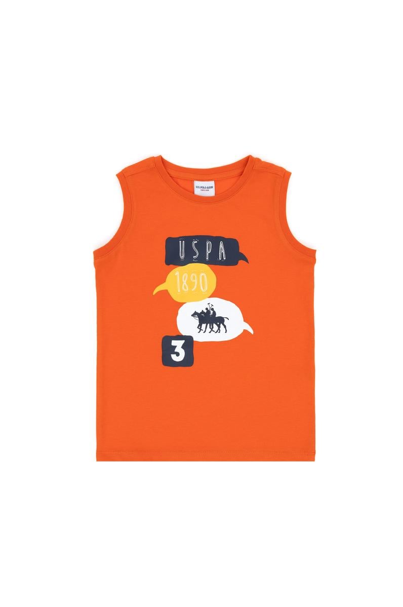 Erkek Çocuk Nar Çiçeği Kolsuz Bisiklet Yaka Tişört