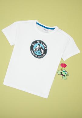 Erkek Çocuk Beyaz Oversize Bisiklet Yaka Tişört - 50307173004