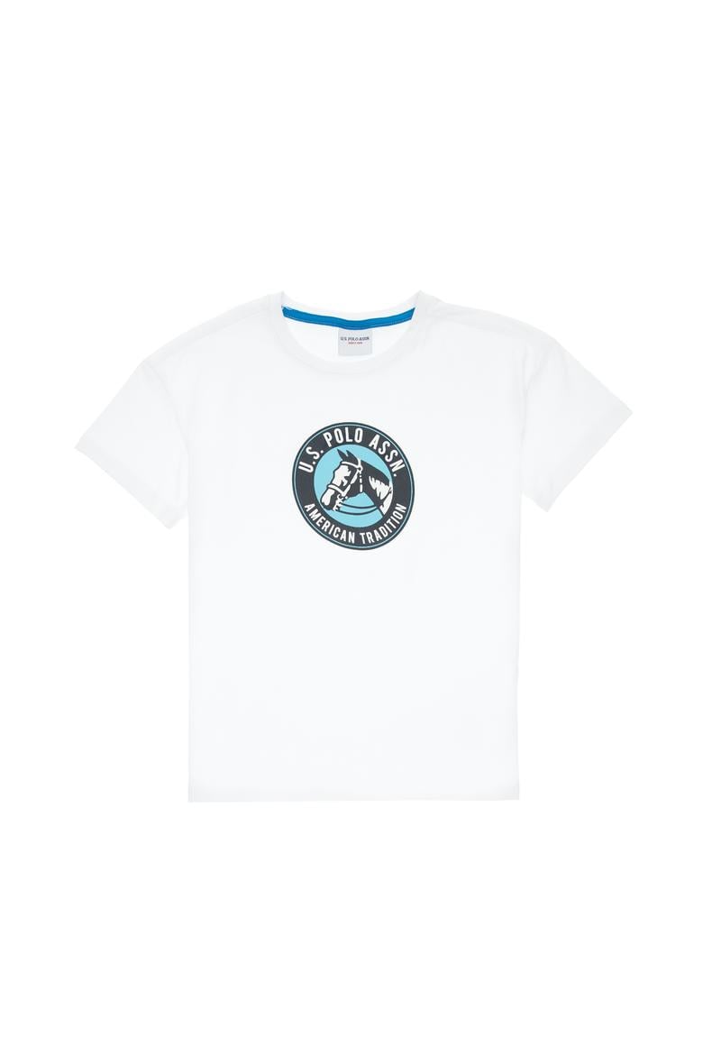 Erkek Çocuk Beyaz Oversize Bisiklet Yaka Tişört - 50307173004