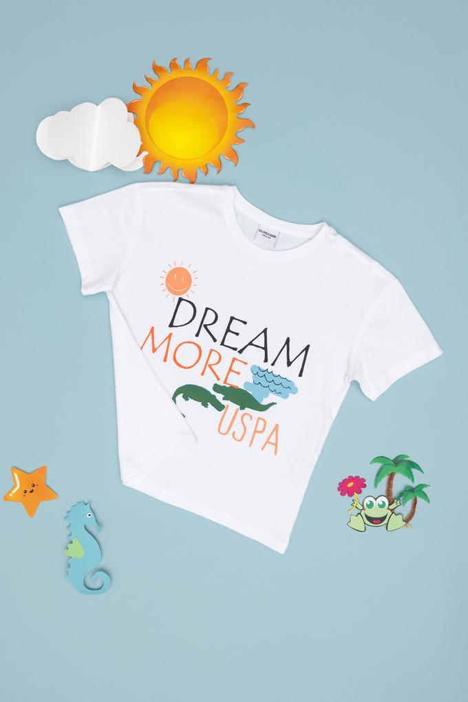 Erkek Çocuk Beyaz Oversize Bisiklet Yaka Tişört