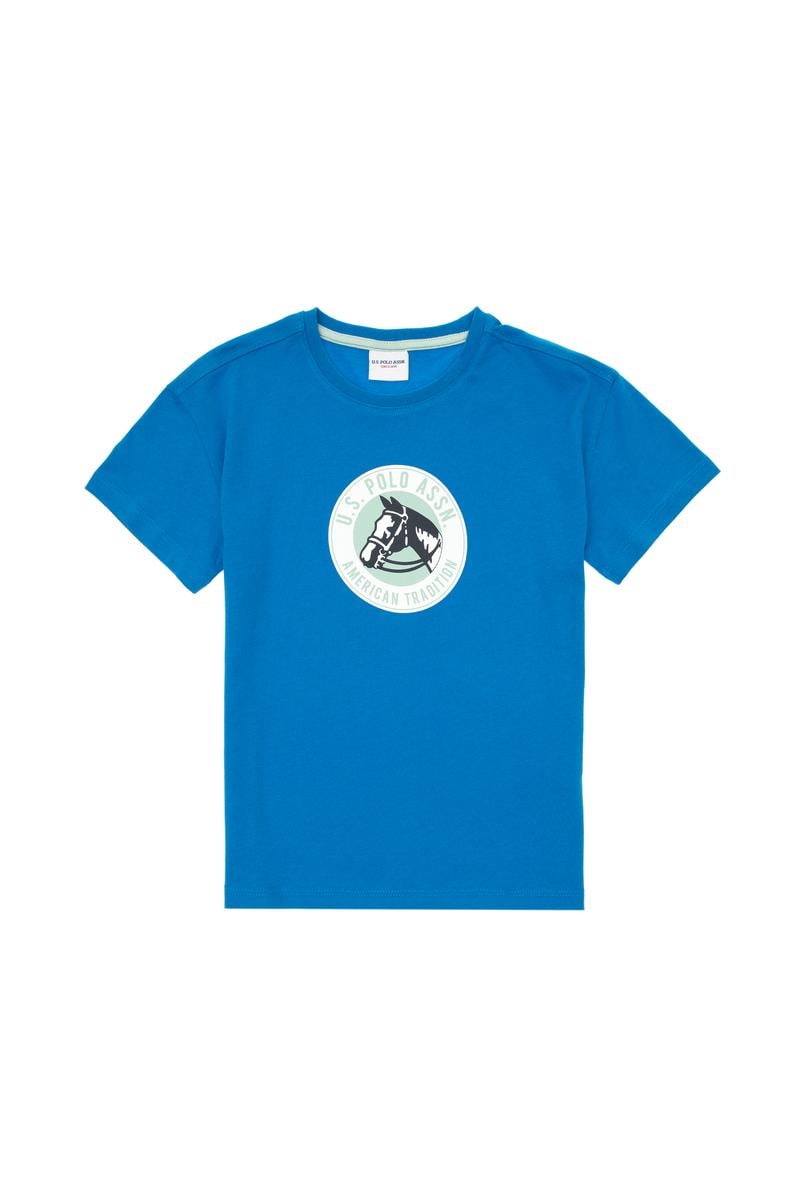 Erkek Çocuk Kobalt Oversize Bisiklet Yaka Tişört