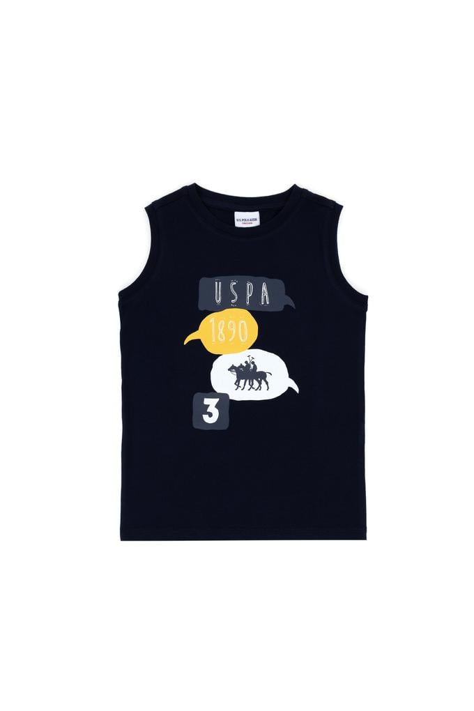 Erkek Çocuk Lacivert Kolsuz Bisiklet Yaka Tişört