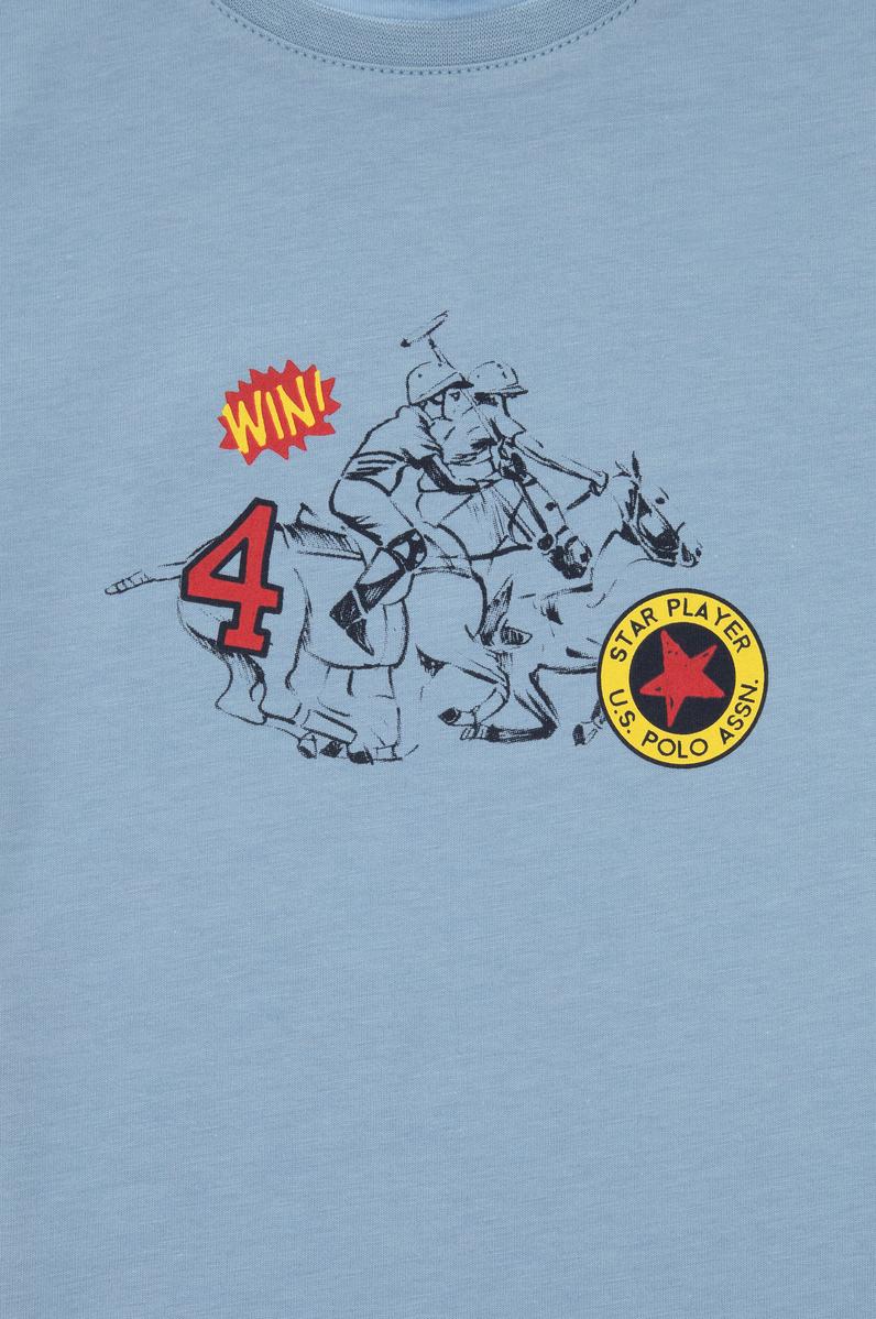 Erkek Çocuk Mavi Comfort Bisiklet Yaka Tişört