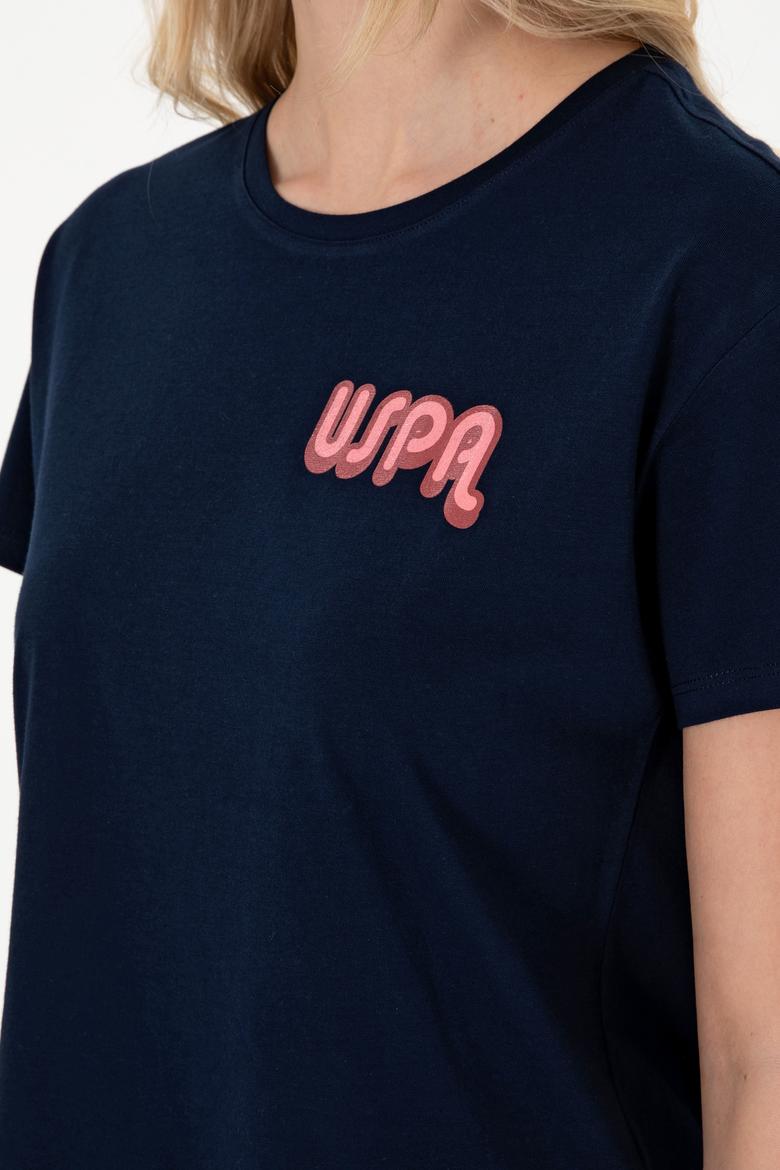 Kadın Lacivert Bisiklet Yaka Tişört - 50311694008