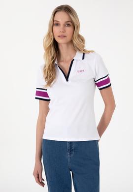 Kadın Beyaz Polo Yaka Tişört - 50308370007