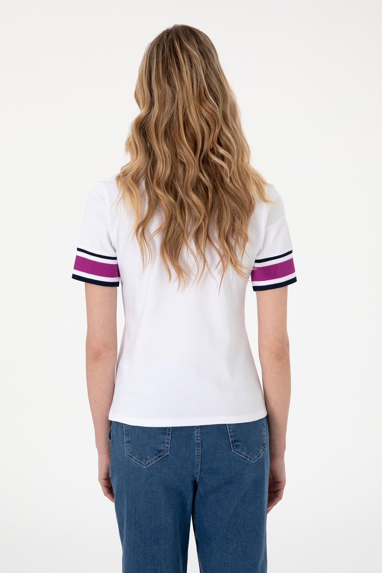 Kadın Beyaz Polo Yaka Tişört - 50308370007