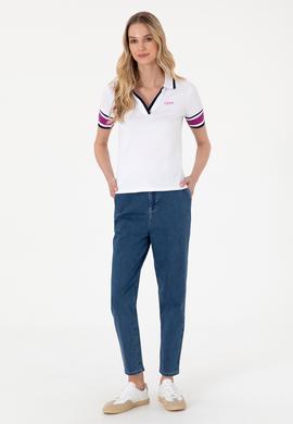 Kadın Beyaz Polo Yaka Tişört - 50308370007