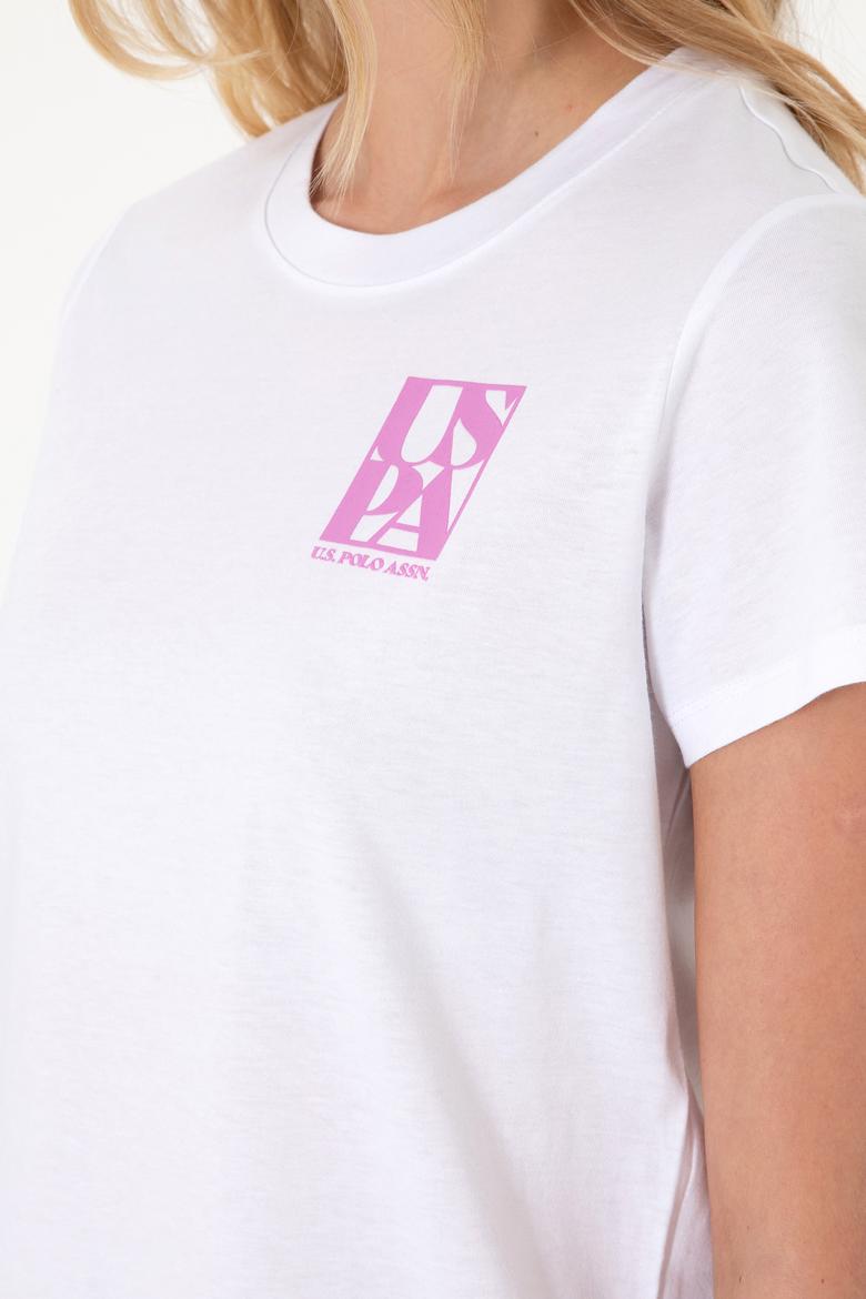 Kadın Beyaz Bisiklet Yaka Tişört - 50311719012