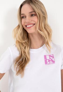 Kadın Beyaz Bisiklet Yaka Tişört - 50311719012