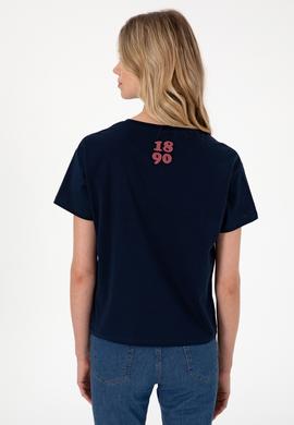 Kadın Lacivert Bisiklet Yaka Tişört - 50311694008