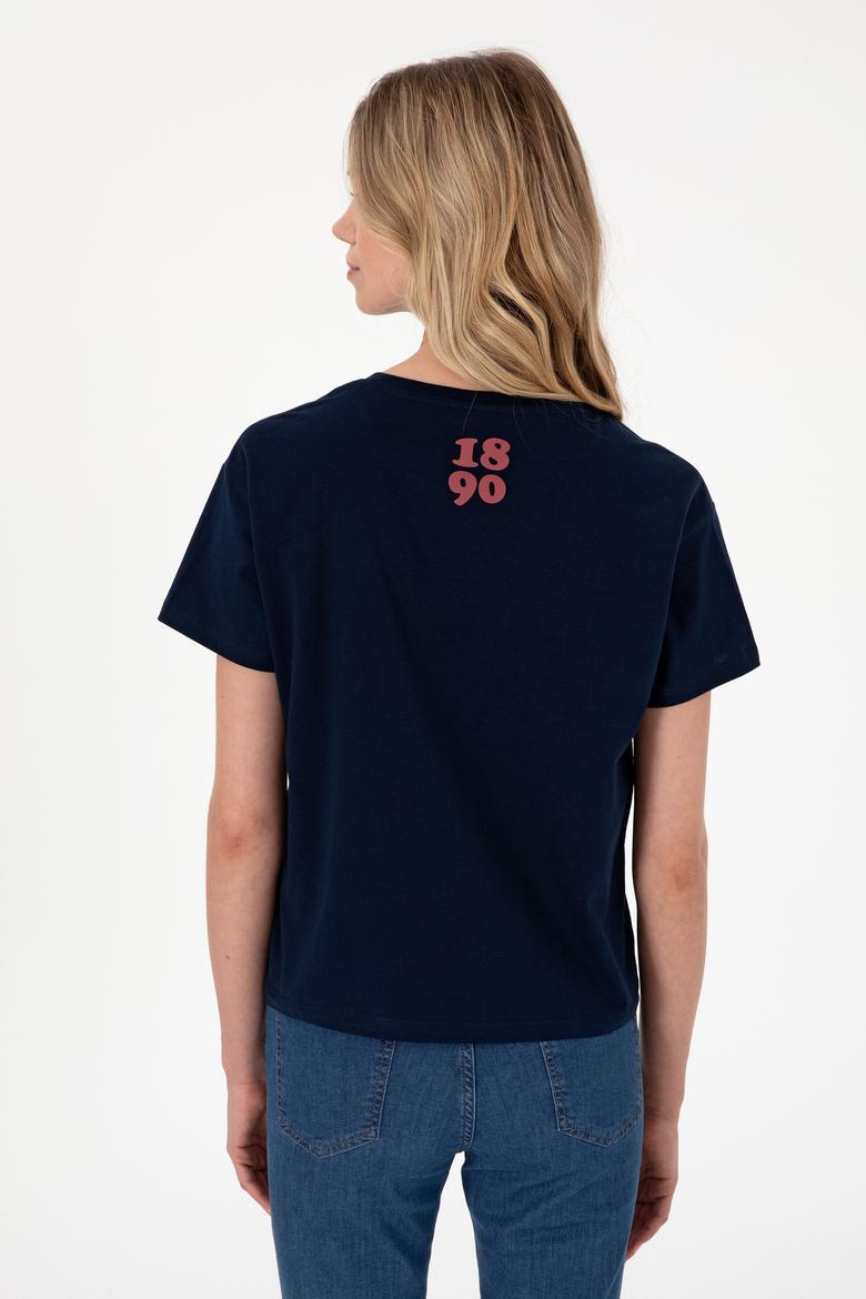 Kadın Lacivert Bisiklet Yaka Tişört - 50311694008