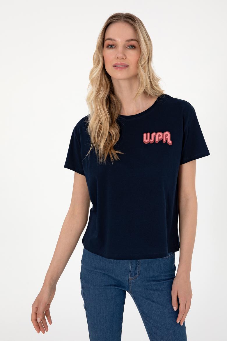 Kadın Lacivert Bisiklet Yaka Tişört - 50311694008