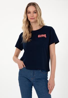 Kadın Lacivert Bisiklet Yaka Tişört - 50311694008