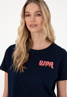 Kadın Lacivert Bisiklet Yaka Tişört - 50311694008