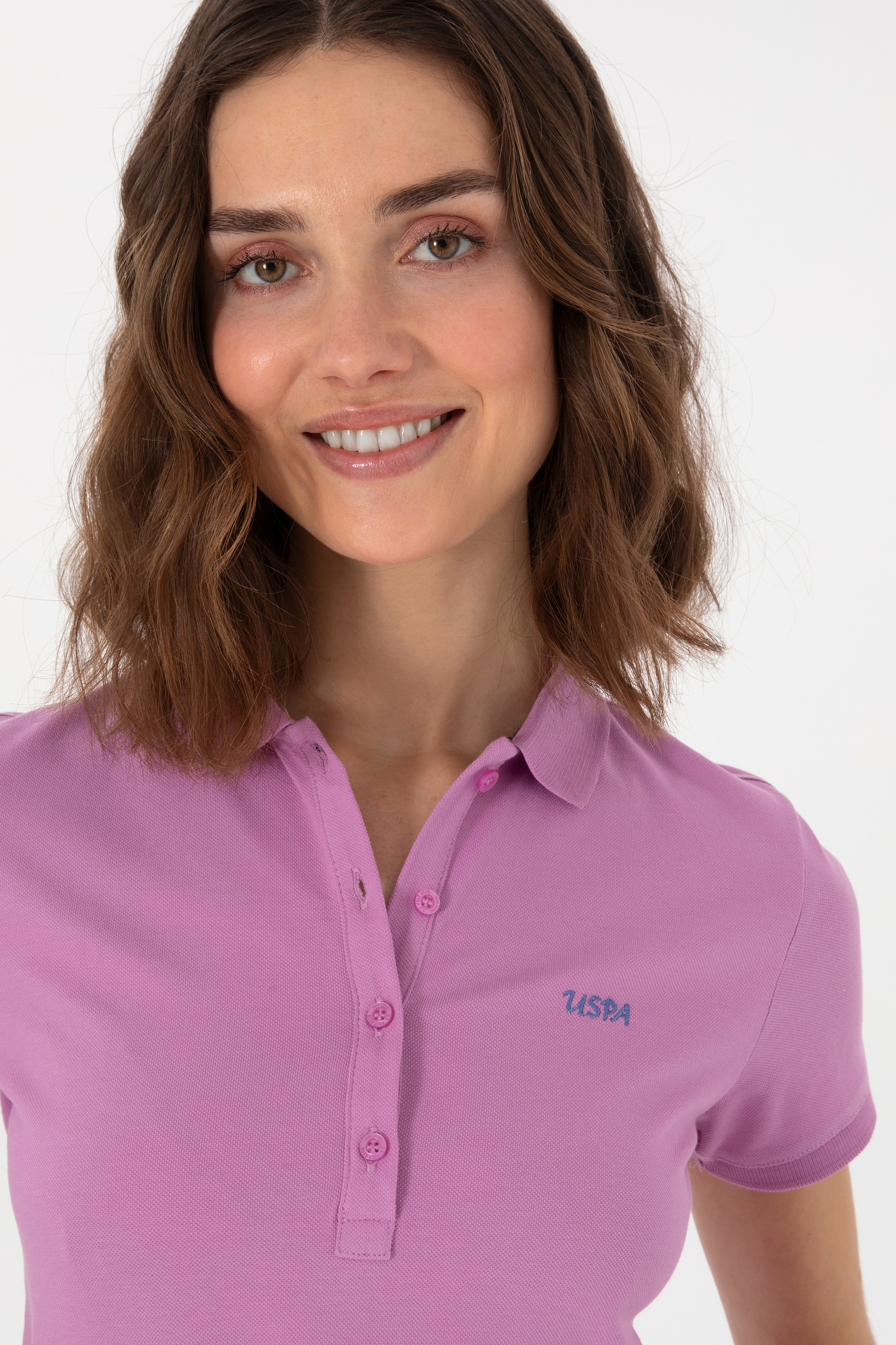 Kadın Pembe Basic Polo Yaka Tişört
