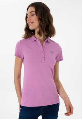 Kadın Pembe Basic Polo Yaka Tişört - 50305764214