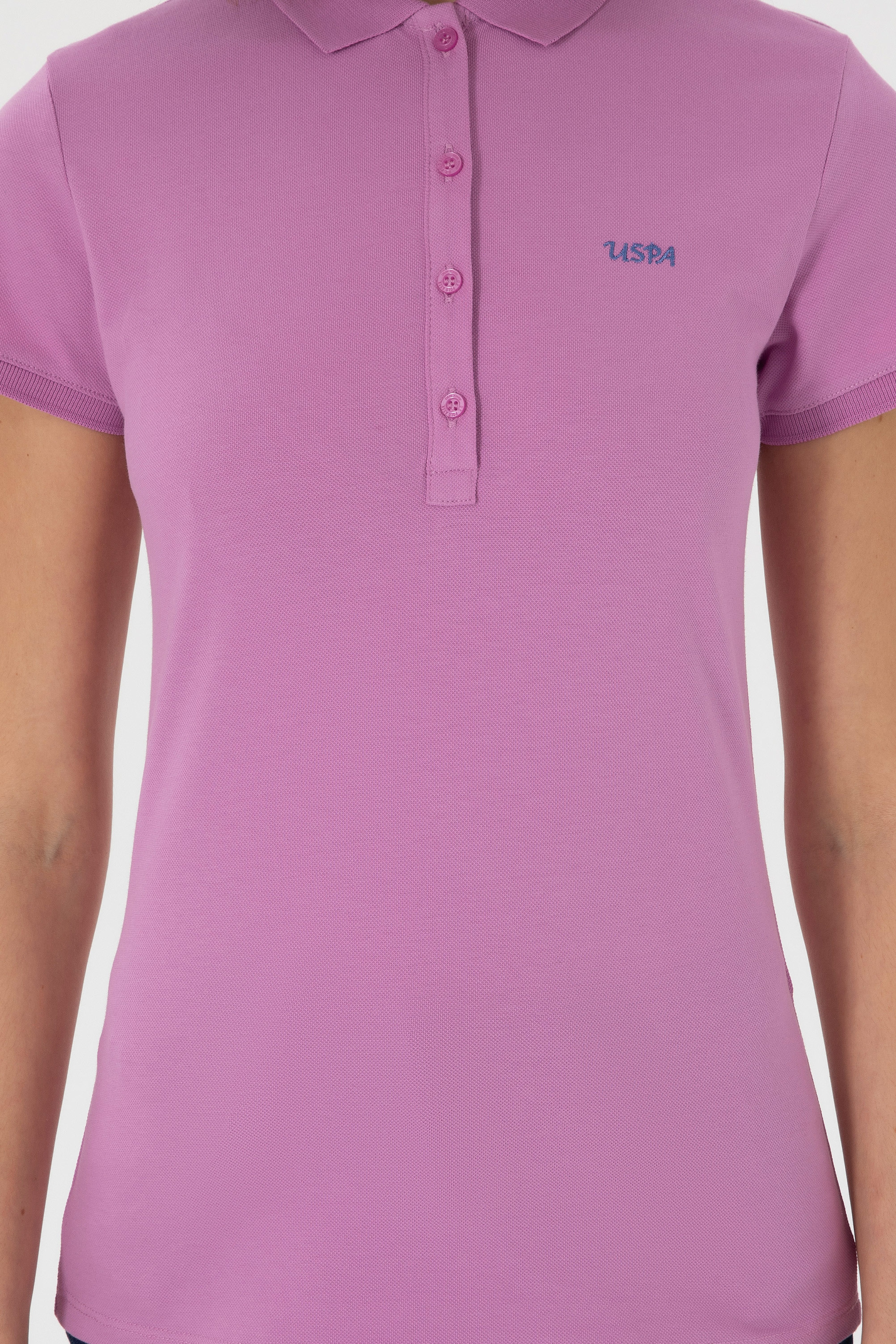 Kadın Pembe Basic Polo Yaka Tişört - Image 7