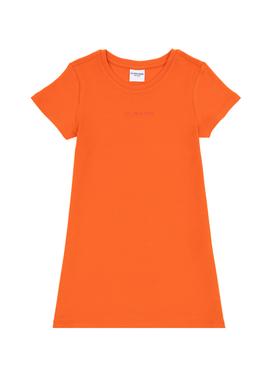 Kız Çocuk Nar Çiçeği Bisiklet Yaka Kısa Kol İnterlok Basic Örme Elbise - 50306277003