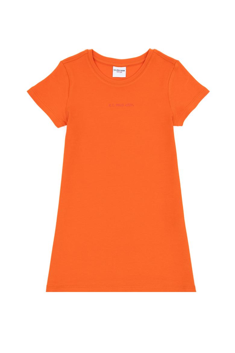 Kız Çocuk Nar Çiçeği Bisiklet Yaka Kısa Kol İnterlok Basic Örme Elbise - 50306277003