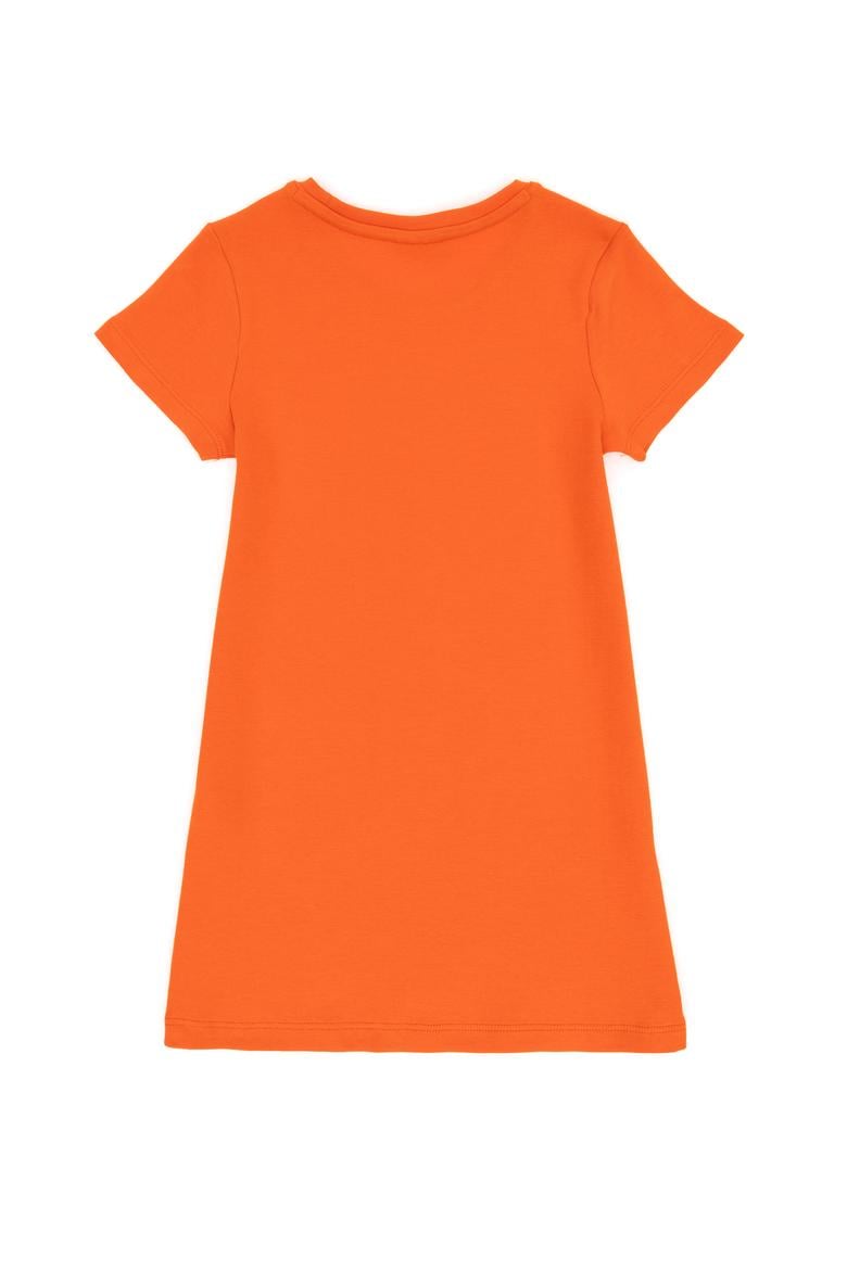 Kız Çocuk Nar Çiçeği Bisiklet Yaka Kısa Kol İnterlok Basic Örme Elbise - 50306277003