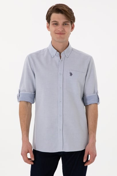 Erkek Lacivert Regular Fit Cepli Gömlek