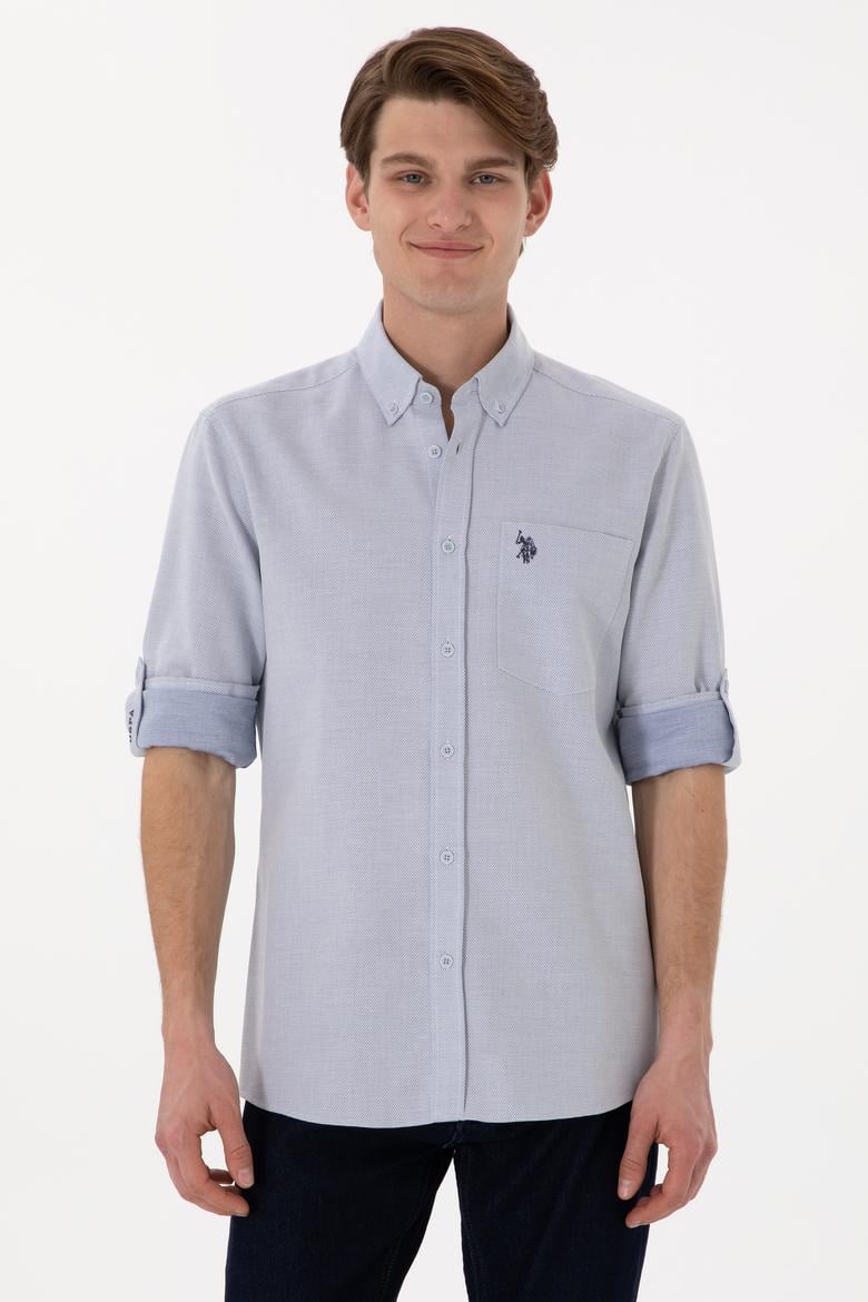 Erkek Lacivert Regular Fit Cepli Gömlek