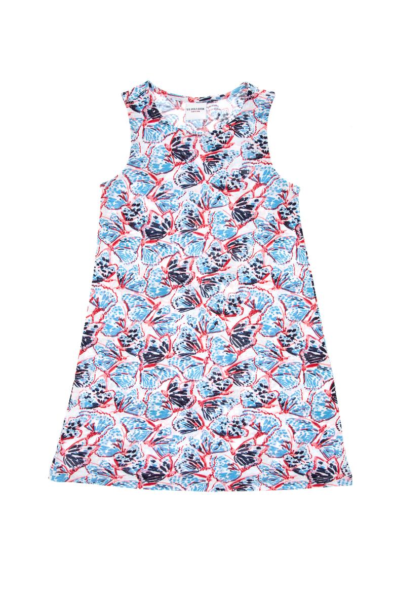 Kız Çocuk Lacivert Kolsuz Kelebek Desenli Örme Elbise - 50306263023