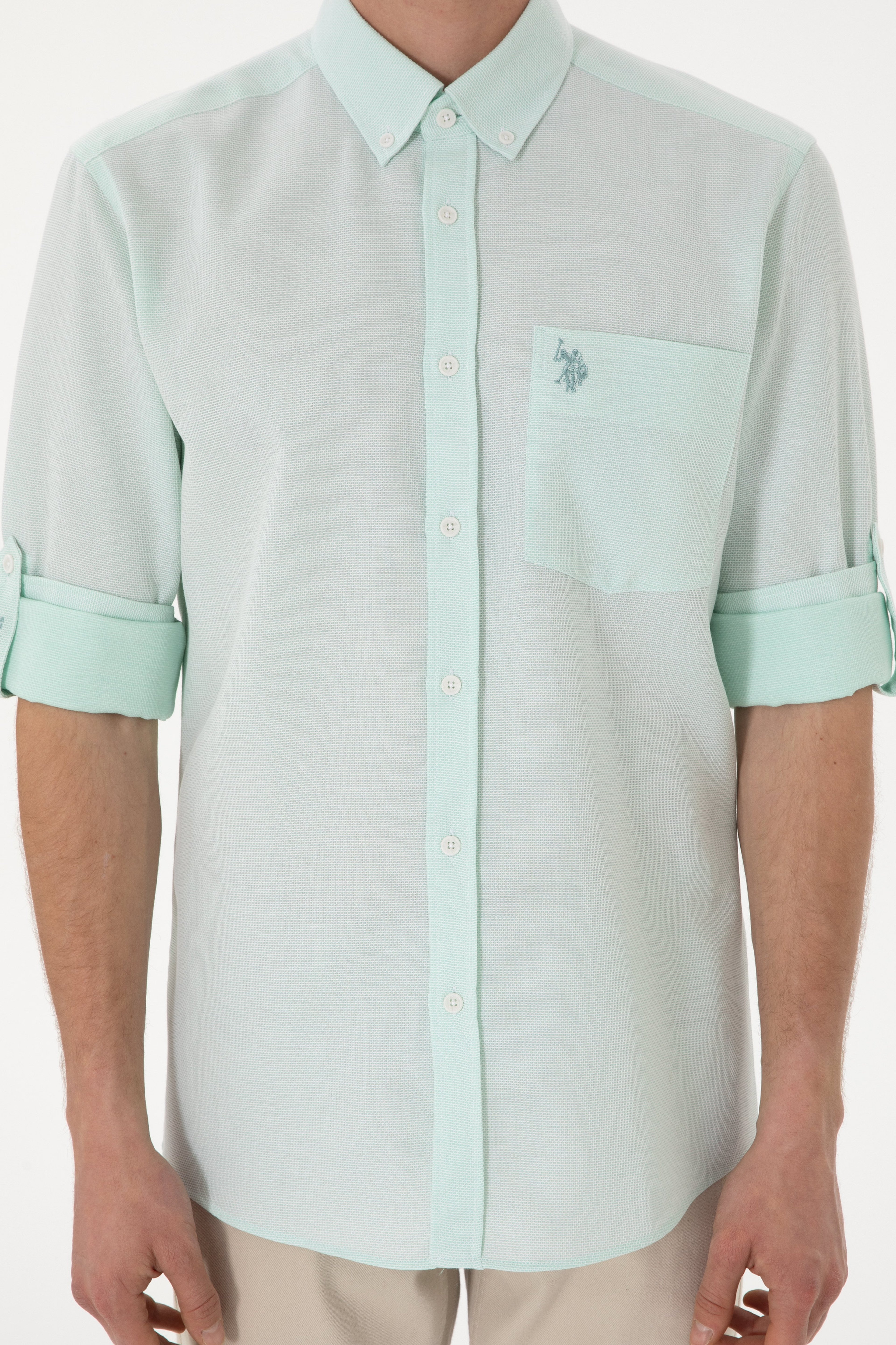 Erkek Mint Regular Fit Cepli Gömlek - Image 6